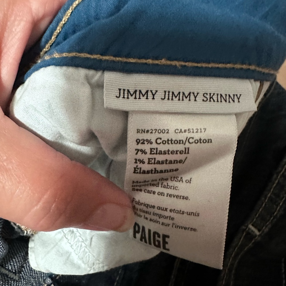 PAIGE Jimmy Jimmy Skinny Dark Blue Jeans 27 - Picture 5 of 5